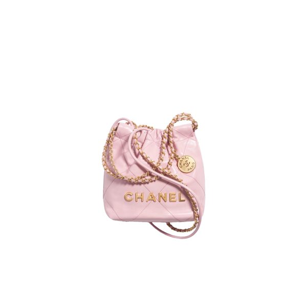CHANEL MINI Shiny Calfskin Quilted 22bag Pink