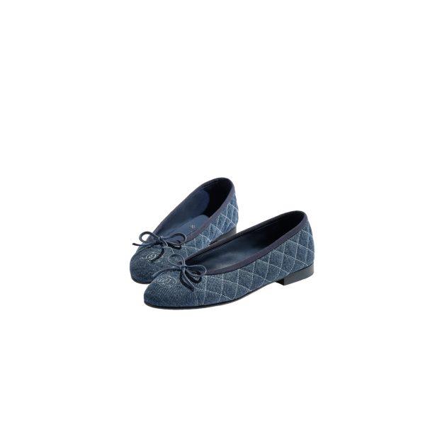 CHANEL Ballet flats Washed Denim Blue