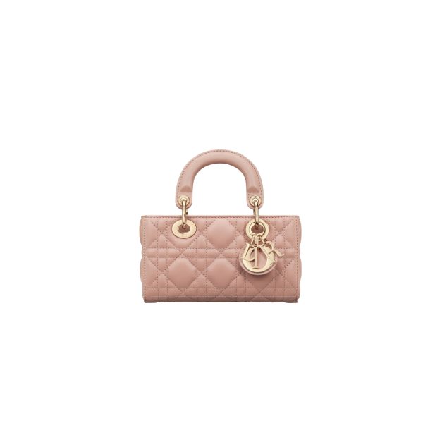 Micro Lady D-Joy Bag Cannage Lambskin Rose des Vents