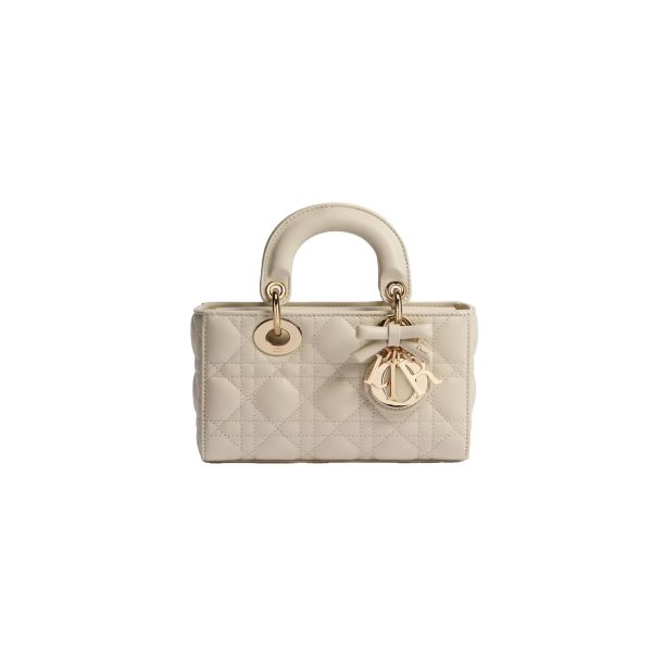 Mini Lady D-Joy Bag Craie Cannage Lambskin