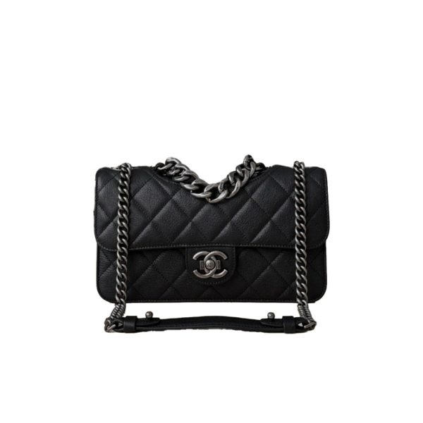 CHANEL Flap Bag Quilted Goatskin Small Black