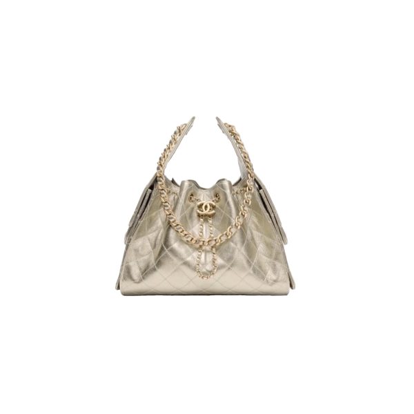 CHANEL 26C 25Bag Caviar leather In Metallic Champagne Gold
