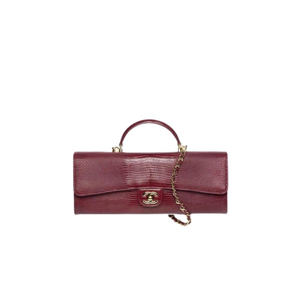 CHANEL Clutch with chain Lizard Embossed Calfskin