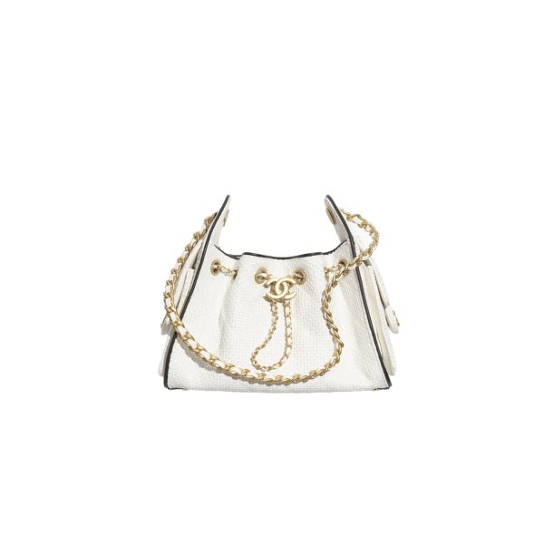 CHANEL 25bag Braided Raffia White & Black