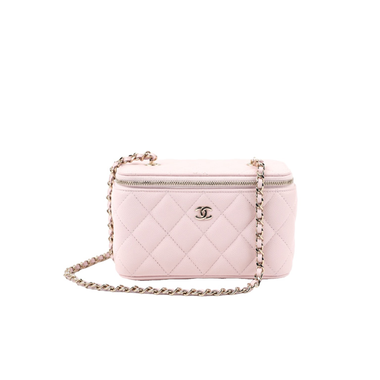 CHANEL Vanity Bag Pink Calfskin