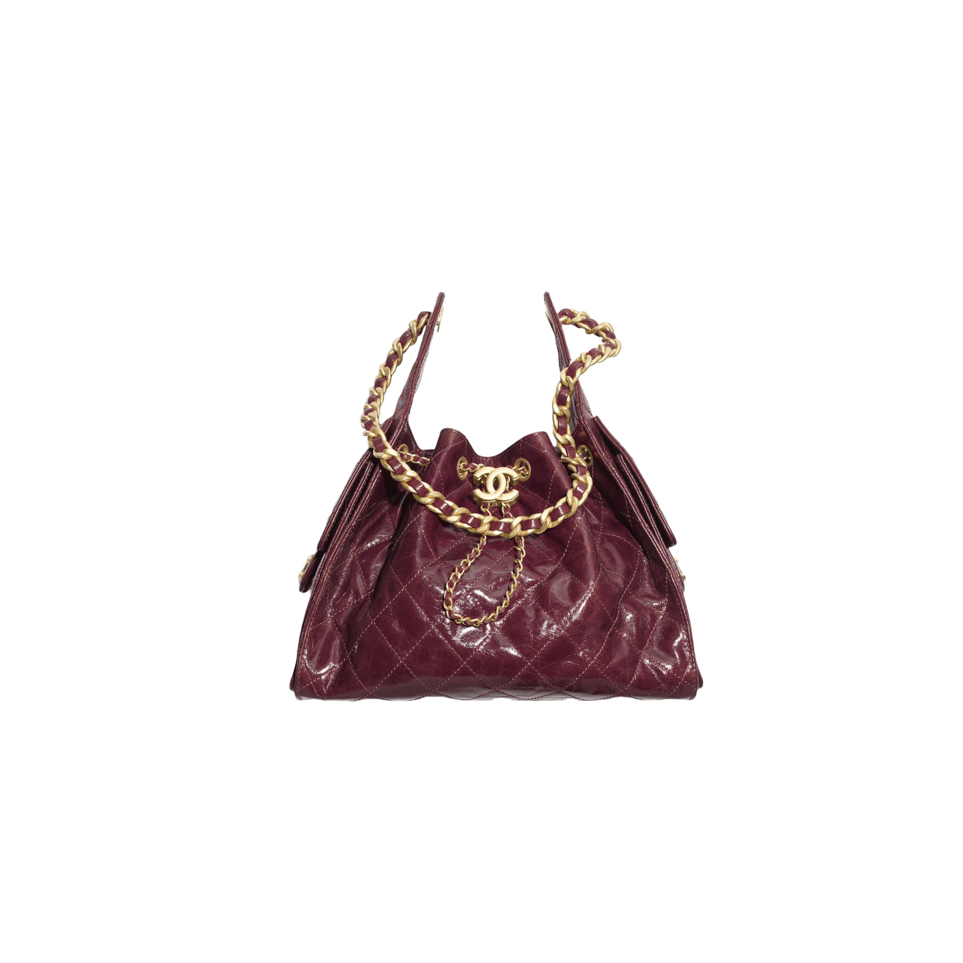 CHANEL 25 Small Handbag Shiny Crumpled Calfskin  Burgundy