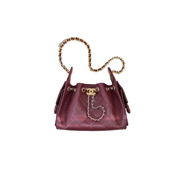 CHANEL 25bag MINI Burgundy Calfskin Gold Hardware