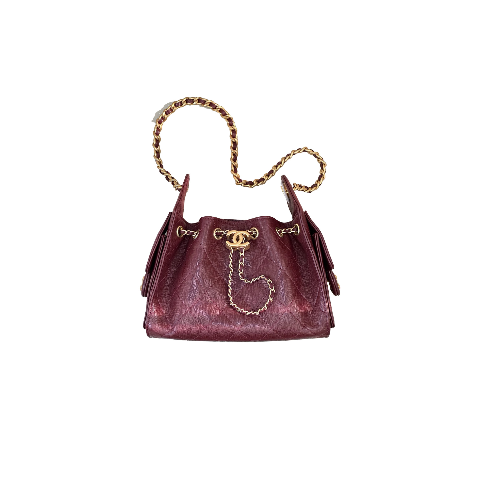 CHANEL 25bag MINI Burgundy Calfskin Gold Hardware