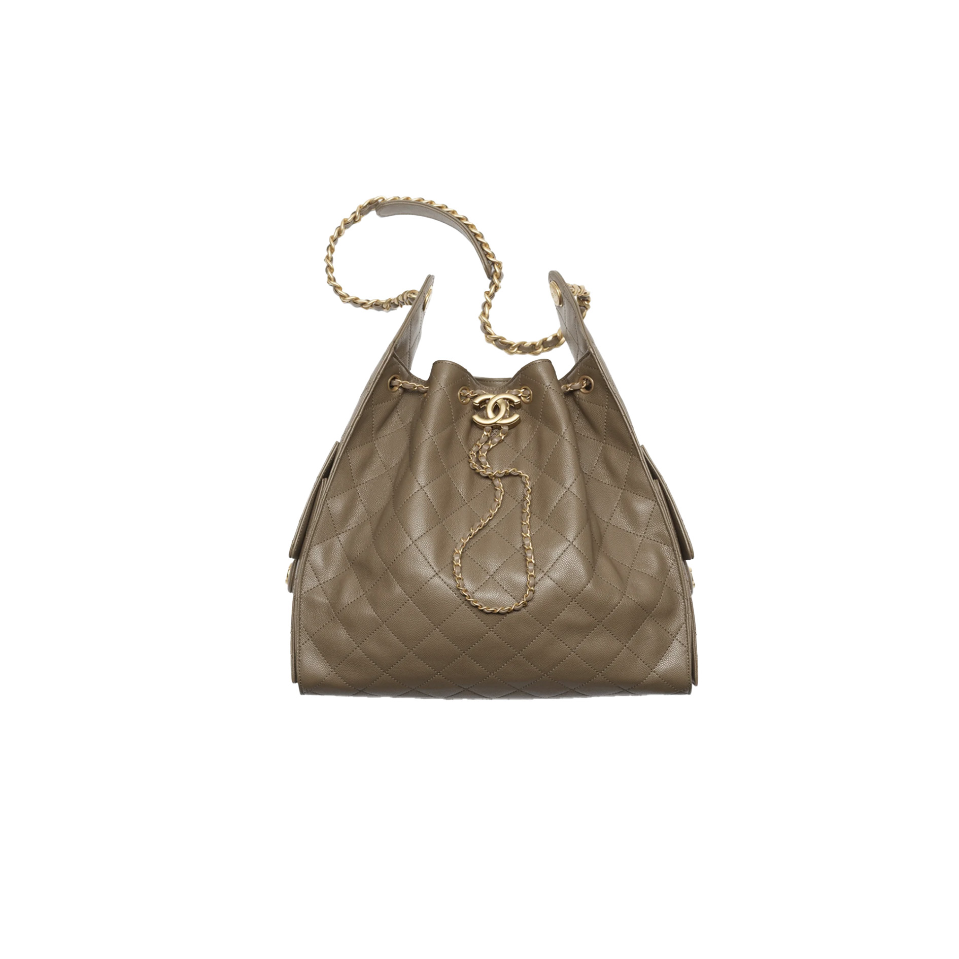 CHANEL 25Bag Caviar leather In Dark Khaki