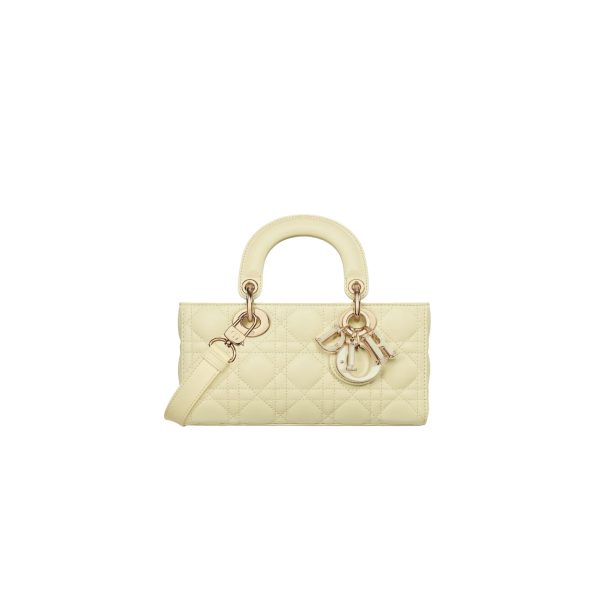 Micro Lady D-Joy Cannage Lambskin Light Yellow