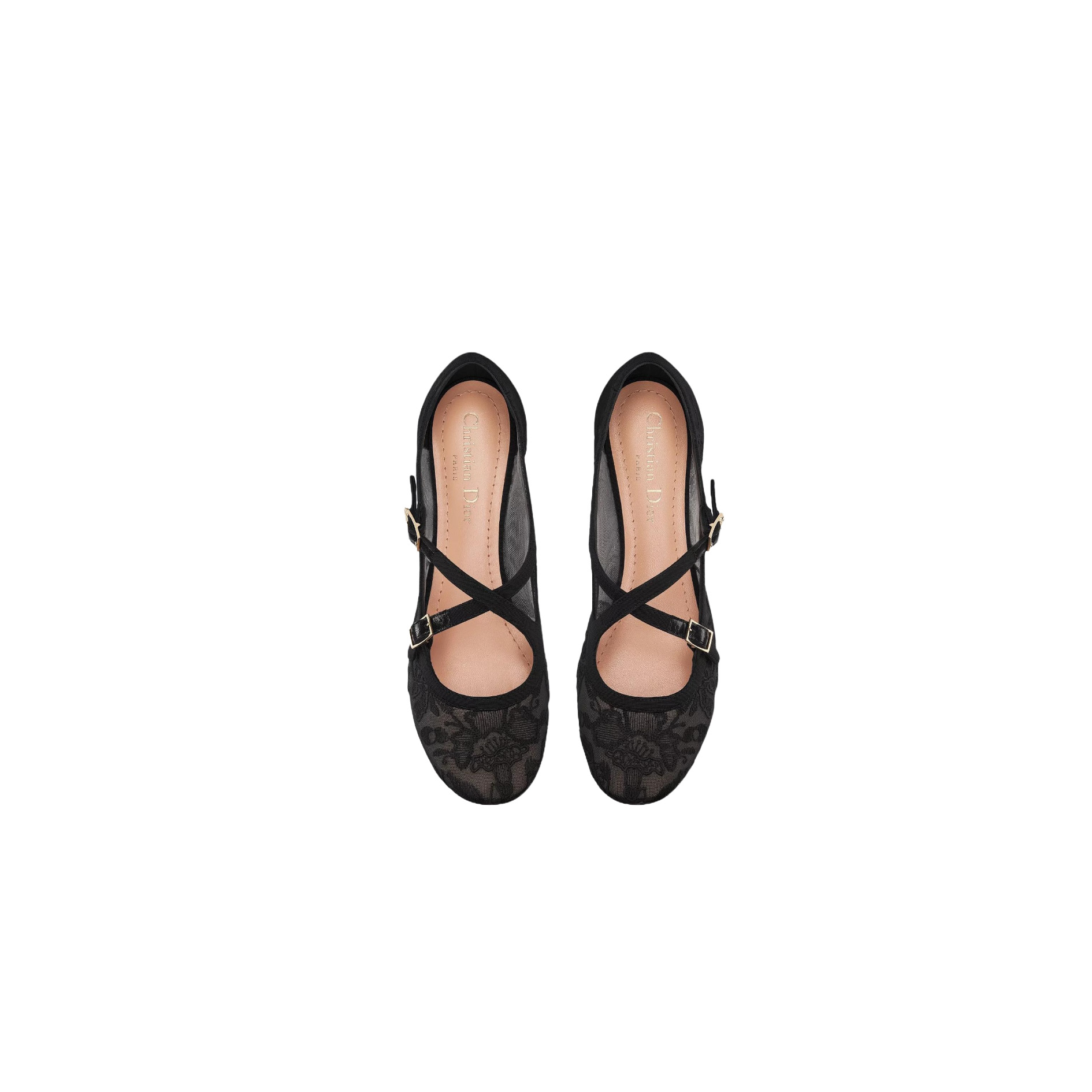 DIOR Very Dior Ballet Flat Transparent Mesh Embroidered with Black Millefiori Motif - image 1