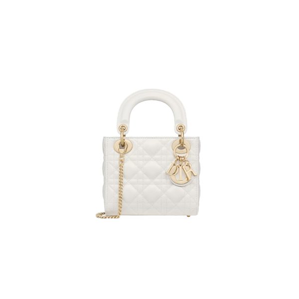 Mini Lady Dior Bag Latte Pearlescent Cannage Lambskin