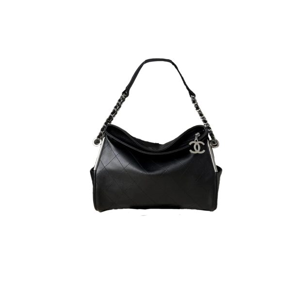 CHANEL Vintage Small Hobo Bag Silver Gold Hardware