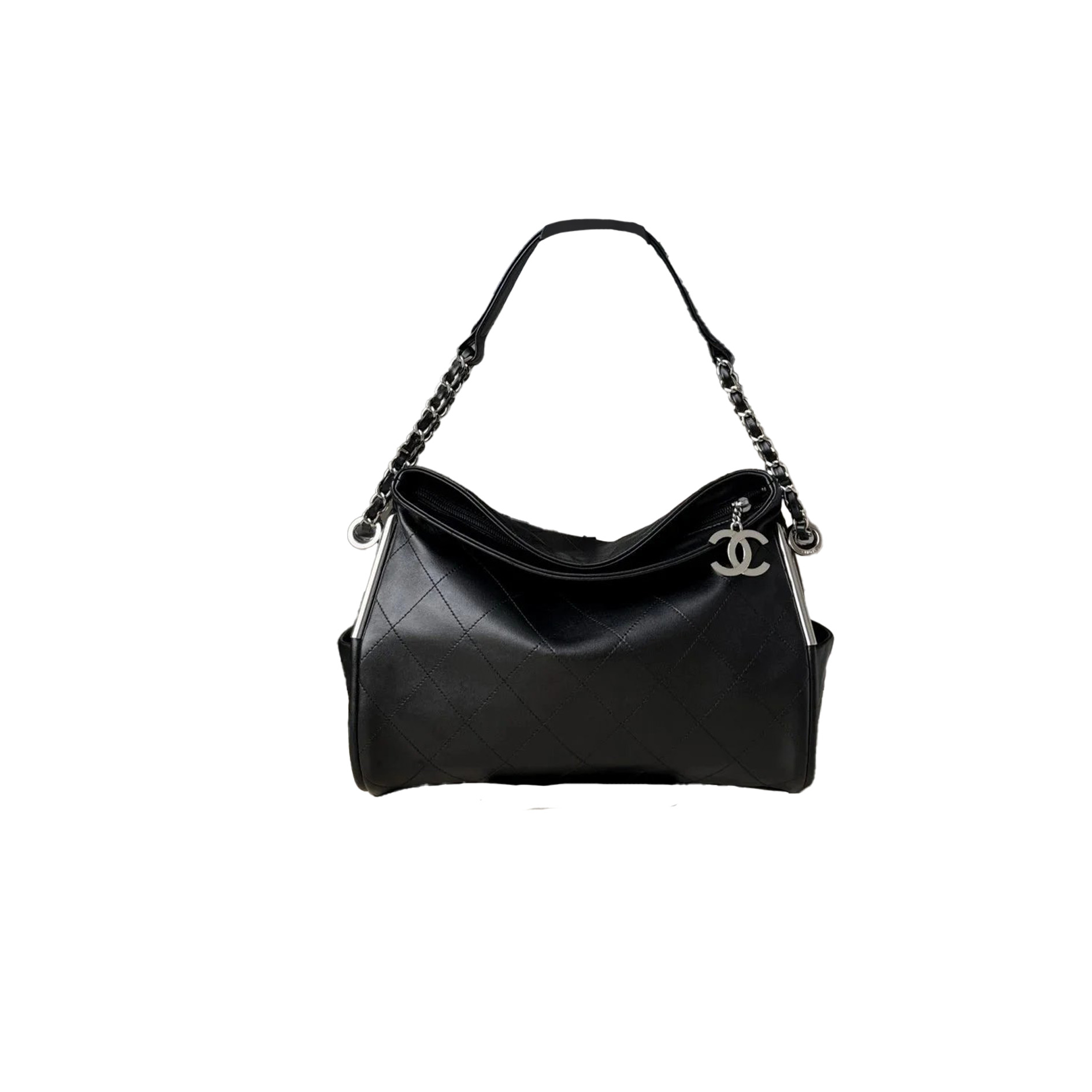 CHANEL Vintage Small Hobo Bag Silver Gold Hardware