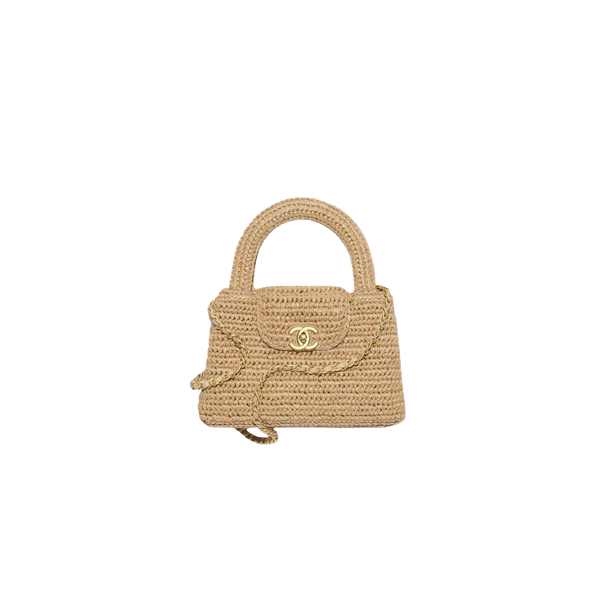 CHANEL Mini shopping bag, Braided raffia
