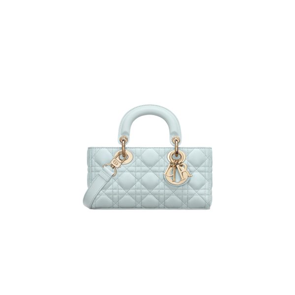 Small Lady D-joy Lake Blue Cannage Lambskin