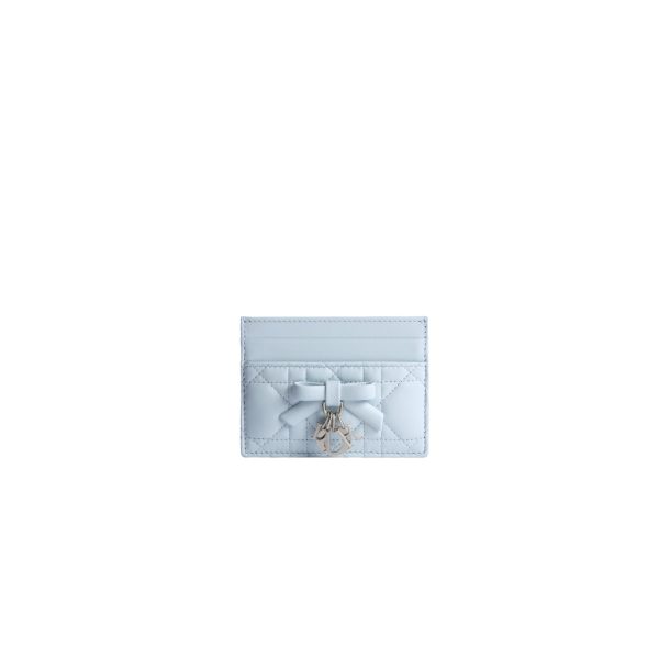 Lady Dior Freesia Card Holder Ice Blue Cannage Lambskin