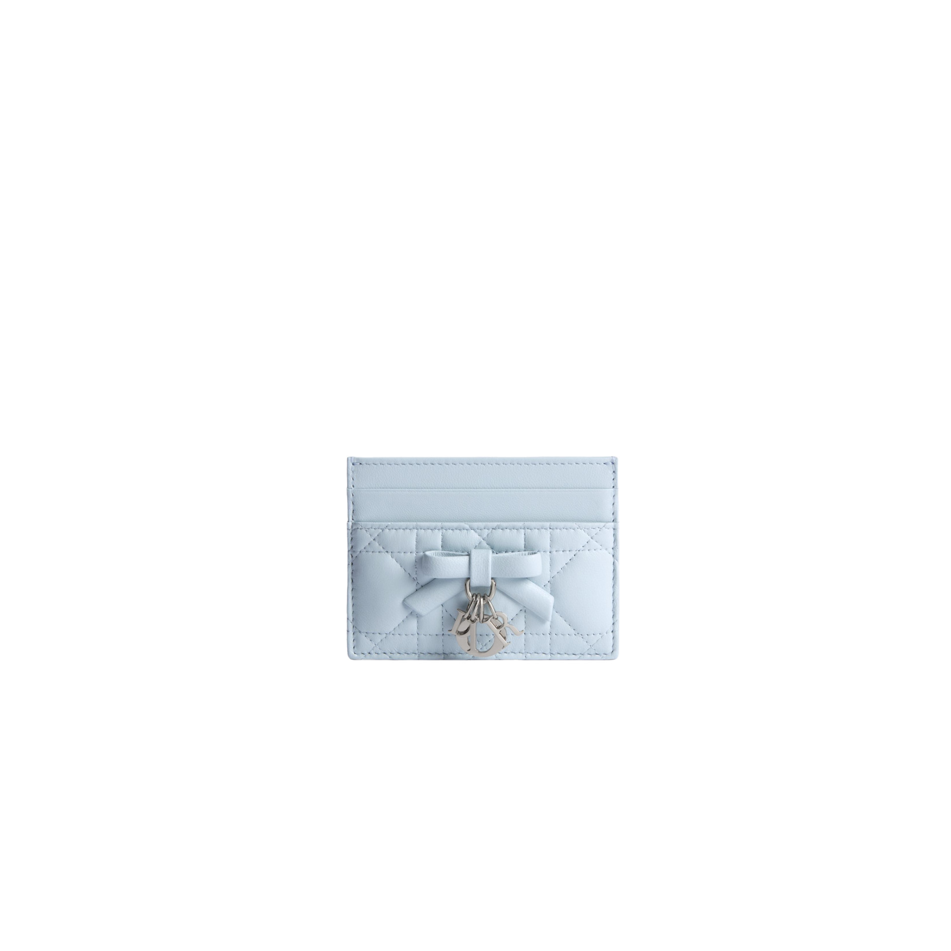 Lady Dior Freesia Card Holder Ice Blue Cannage Lambskin
