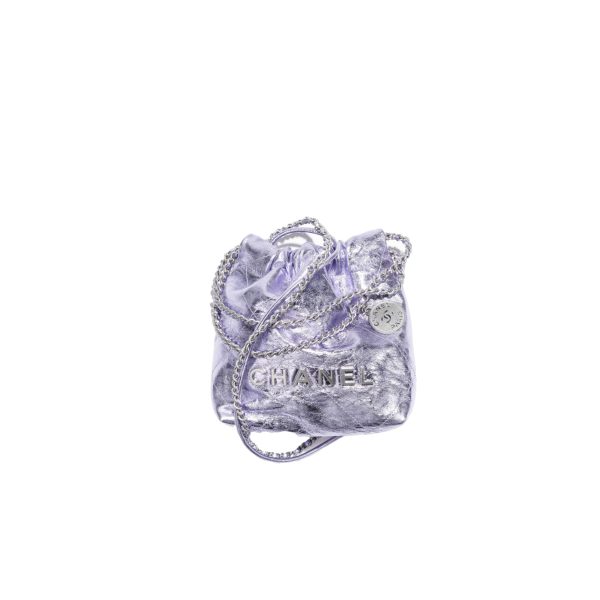 CHANEL Metallic Calfskin Quilted Mini 22bag