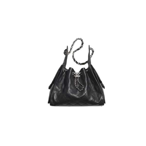 CHANEL 25Bag Caflskin In Black With Charcoal Color Hardware