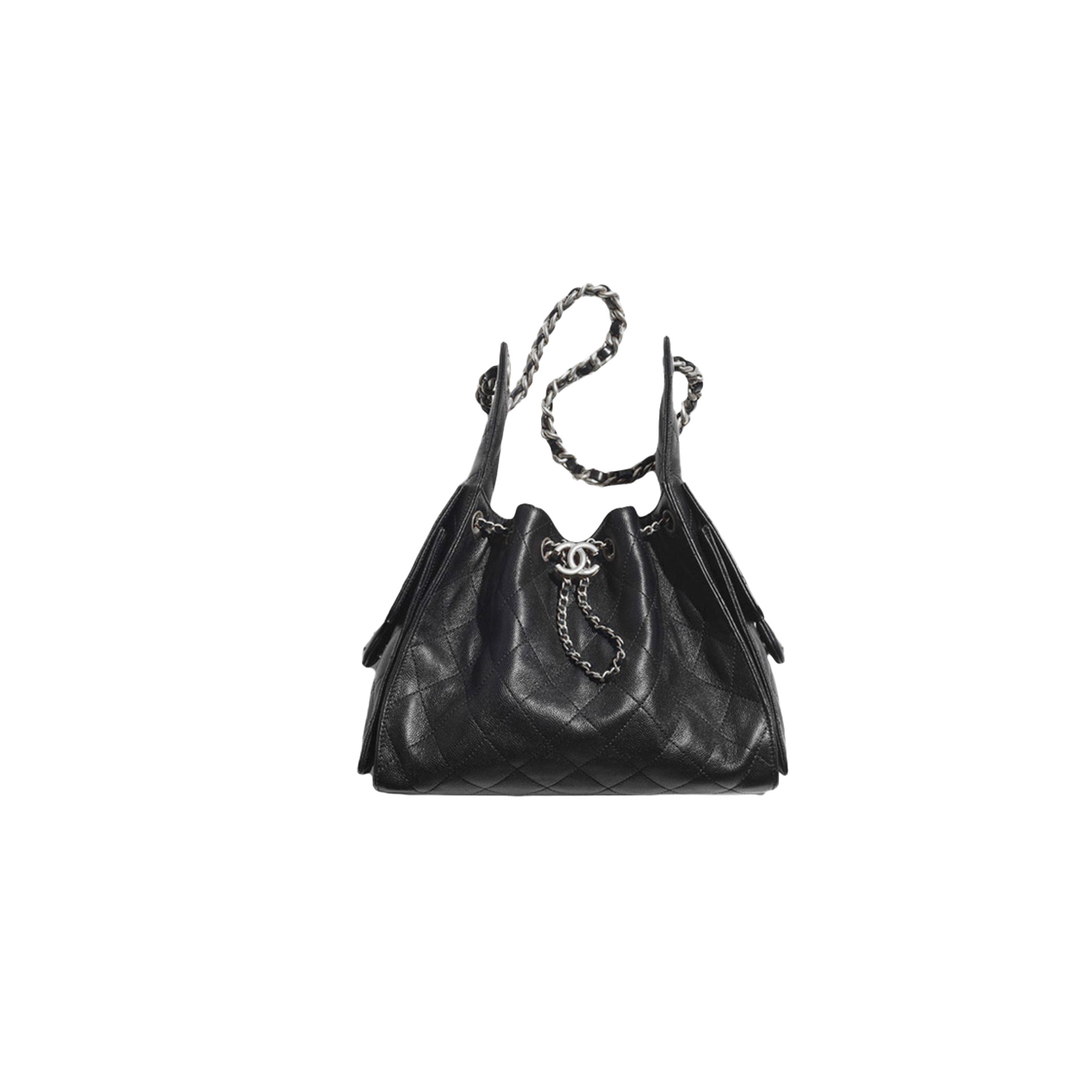 CHANEL 25Bag Caflskin In Black With Charcoal Color Hardware