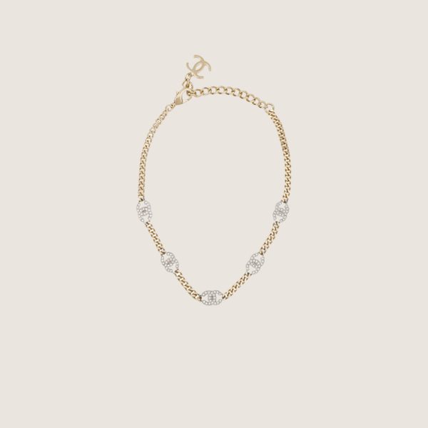 CHANEL Coco Mark Rhinestone Bijou Choker Rhinestone Necklace