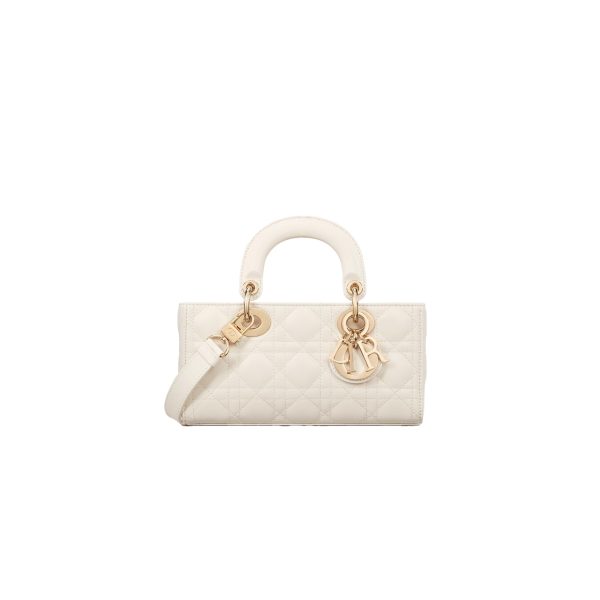 Small Lady D-Joy Bag Cannage Lambskin Latte