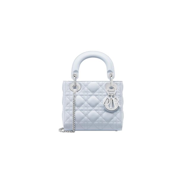 Mini Lady Dior Bag Cannage Lambskin-Glacier Blue