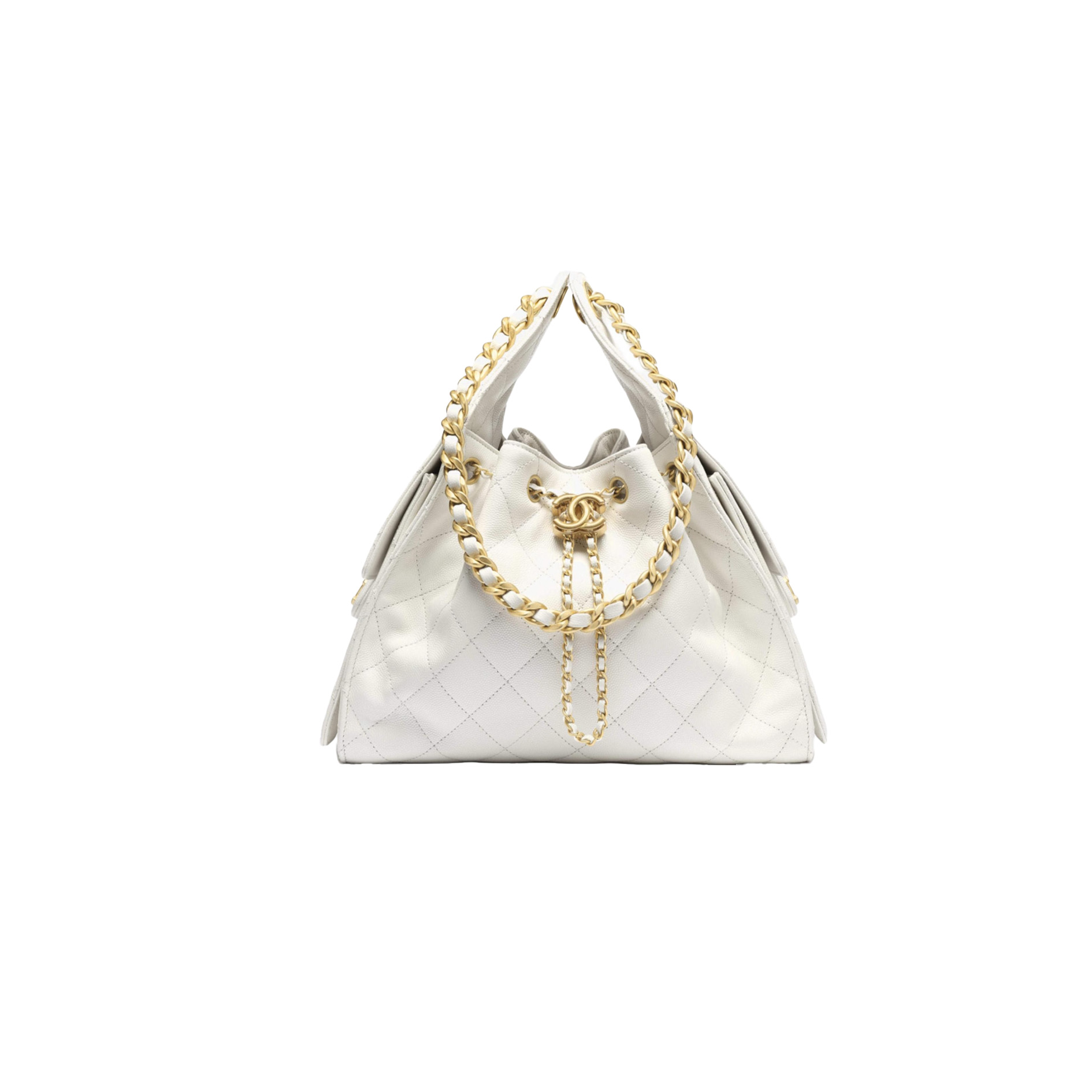 CHANEL 25P Hobo Bag Caviar leather In White