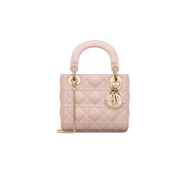 Mini Lady Dior Bag Cannage Lambskin Powder Pink