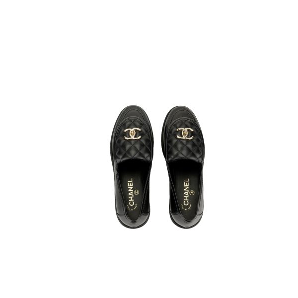 CHANEL Lambskin Quilted CC Turnlock Loafers