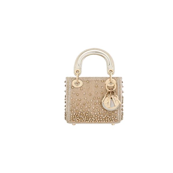 Micro Lady dior Embroidered Pearl Decoration, Calfskin and Satin