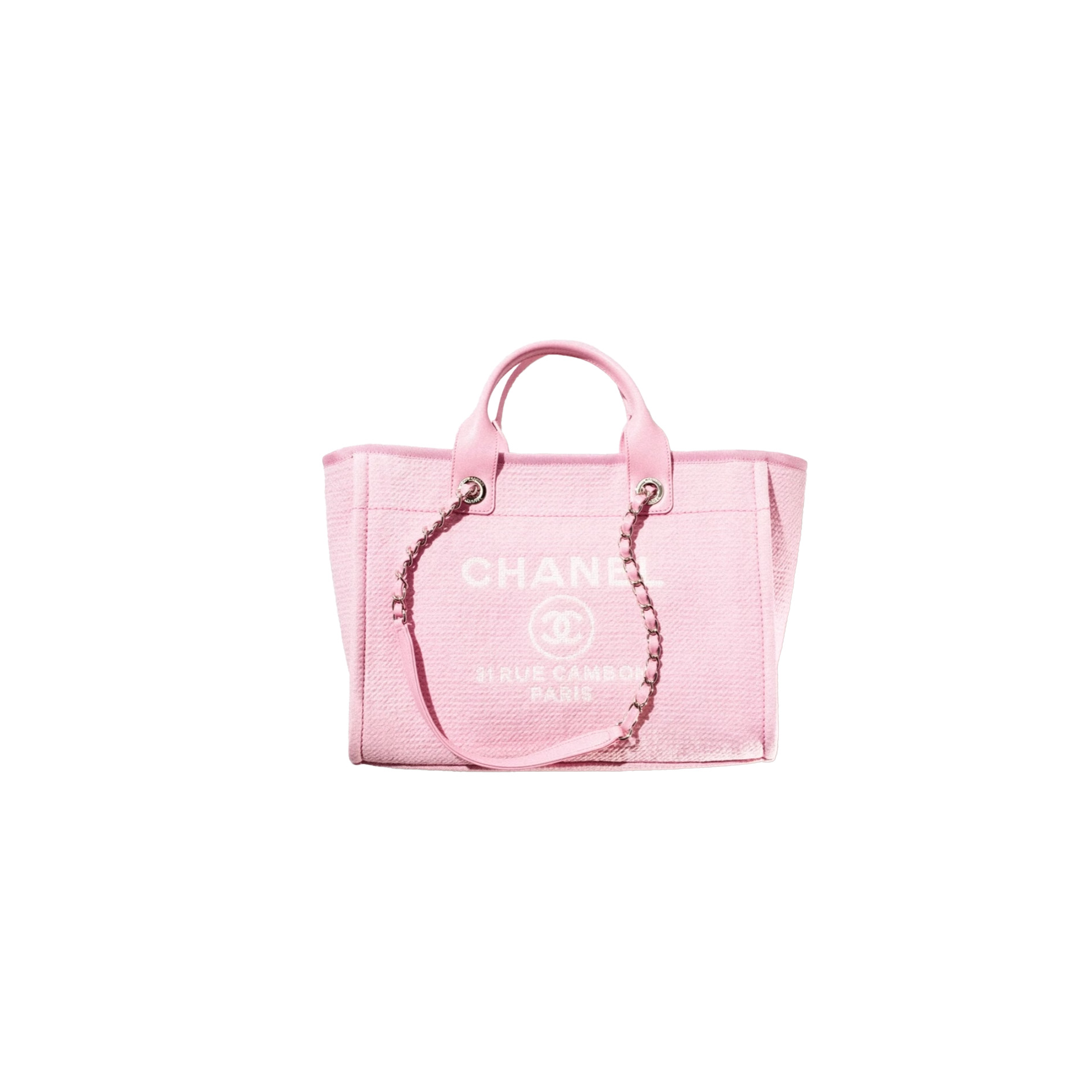 CHANEL Small Deauville Shopping Tote Light Pink Canvas