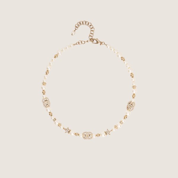 CHANEL 23A Star Pearl Rhinestone Double C Necklace