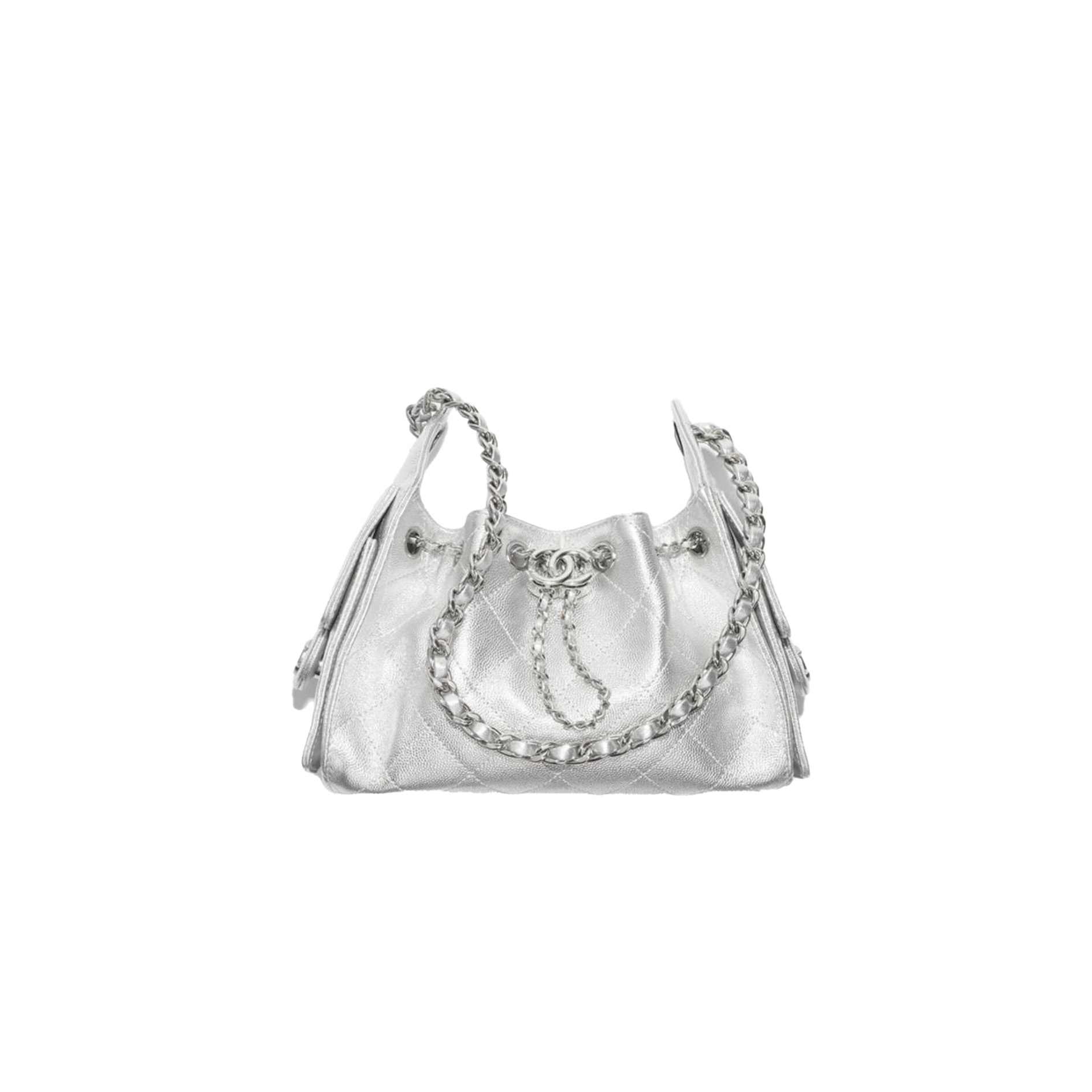 CHANEL 25Bag Calfskin in Light Metallie Silver