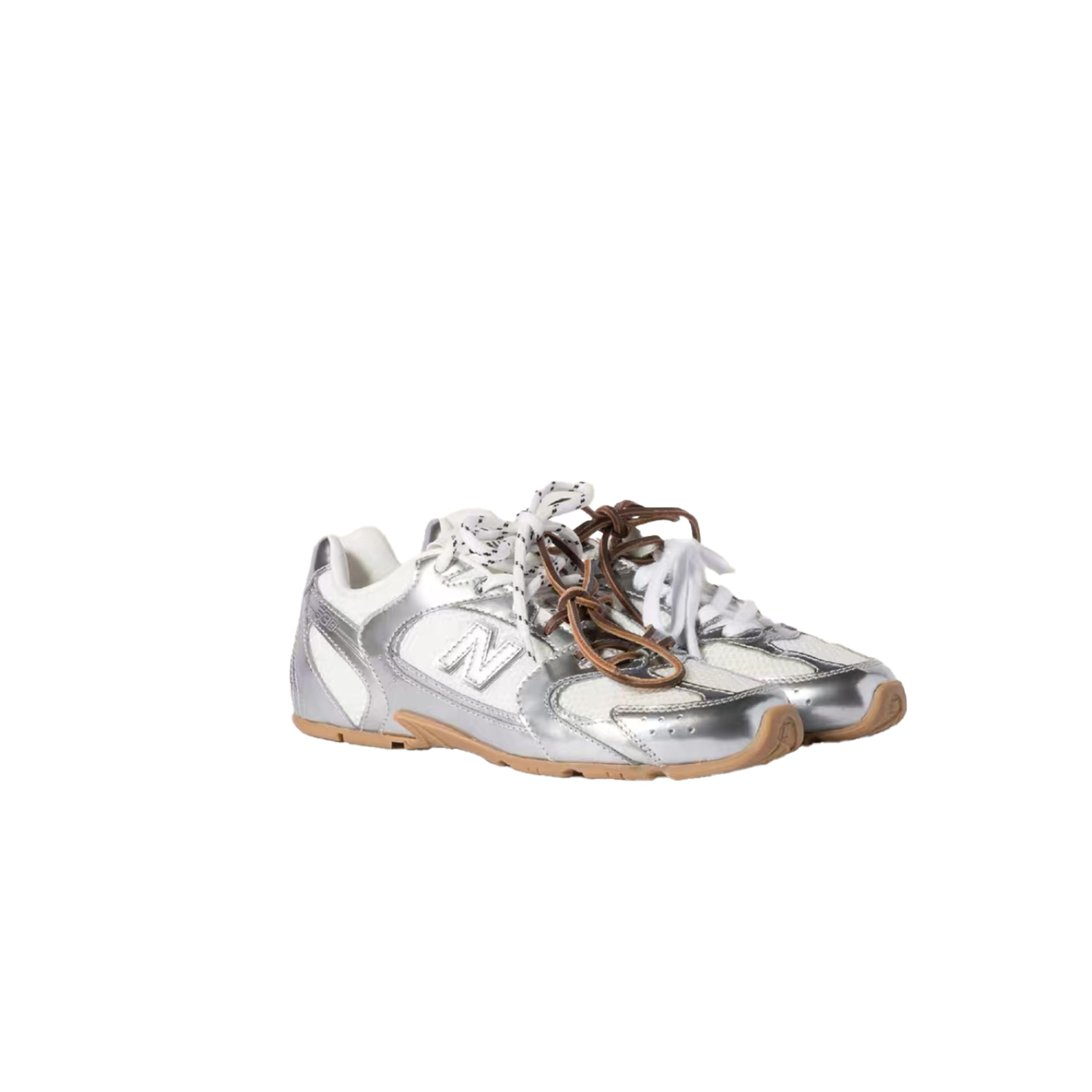 MIUMIU NB 530 SL metallic leather and mesh sneakers - image 1
