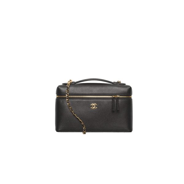 CHANEL Vanity with chain Black Grained Calfskin