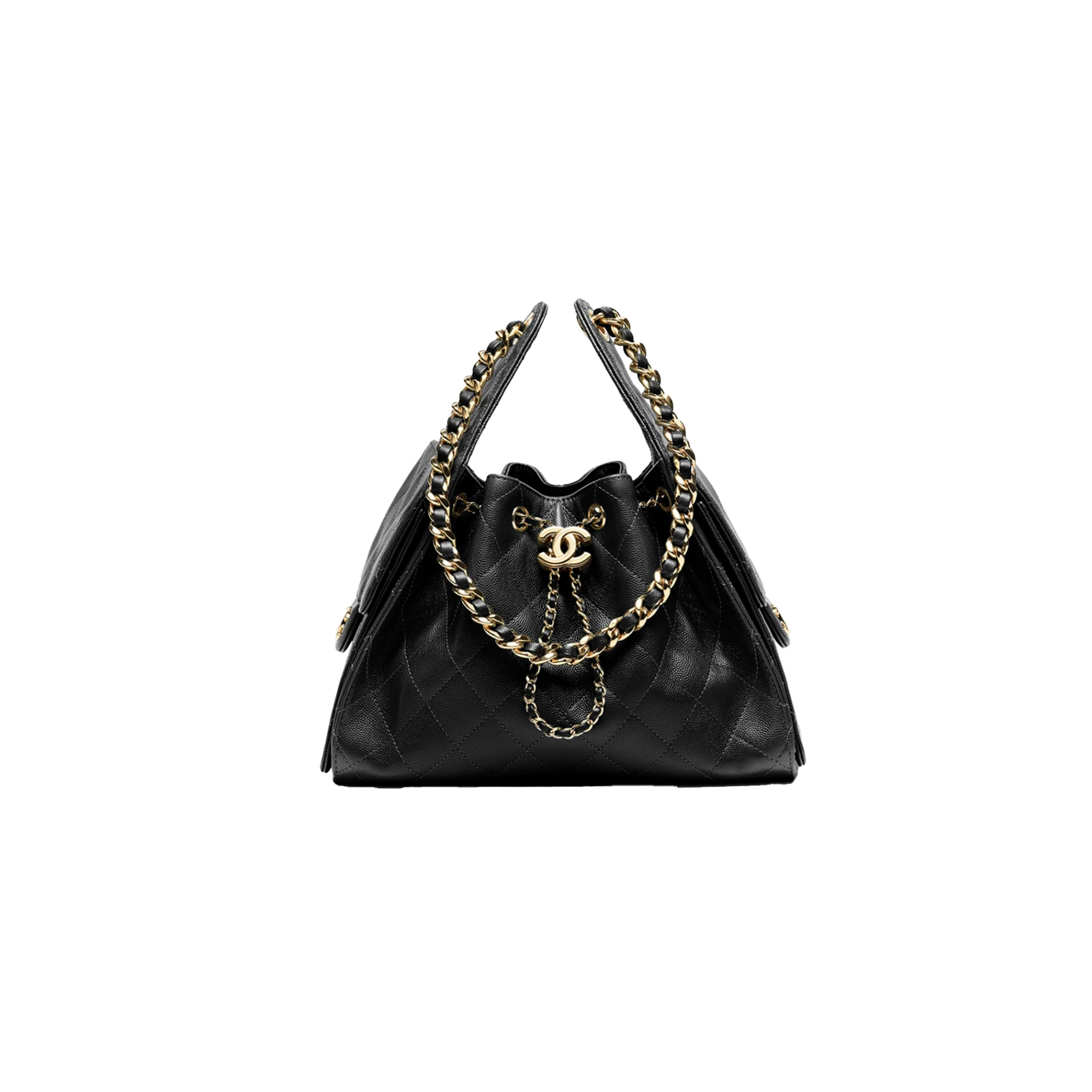 CHANEL 25 Mini Handbag Grained Calfskin Light Gold Hardware