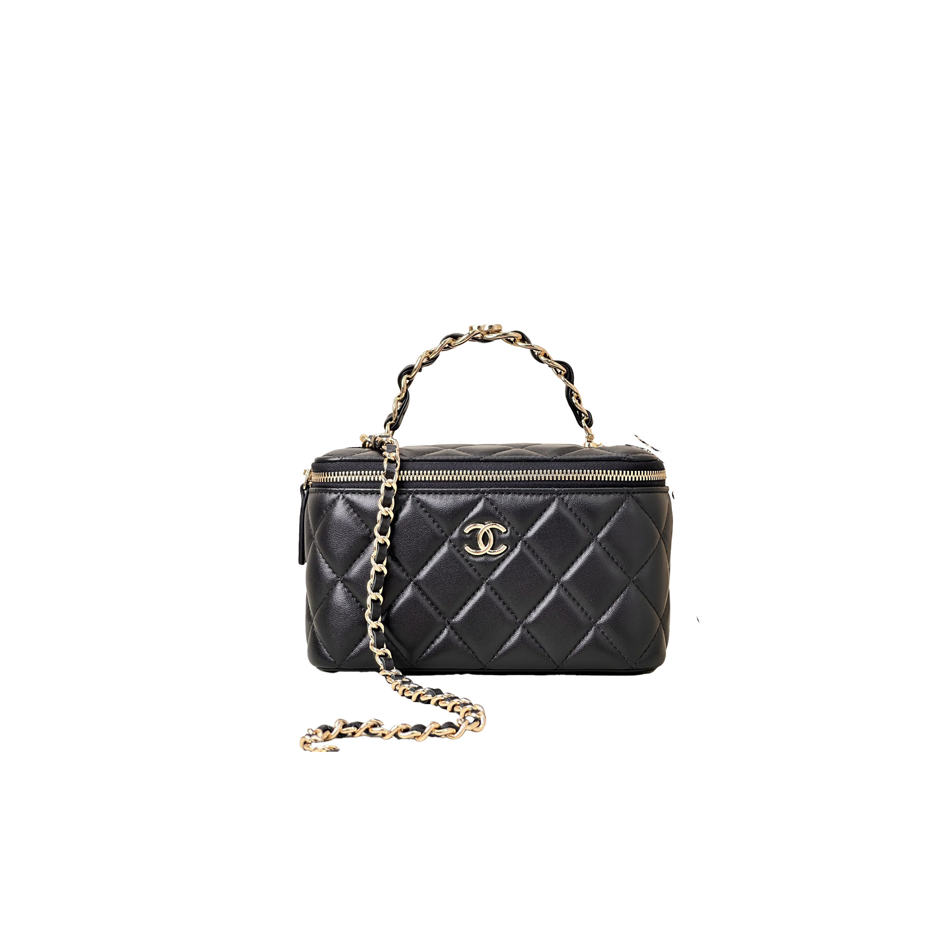 CHANEL 23K Logo Handle Box Bag Lambskin