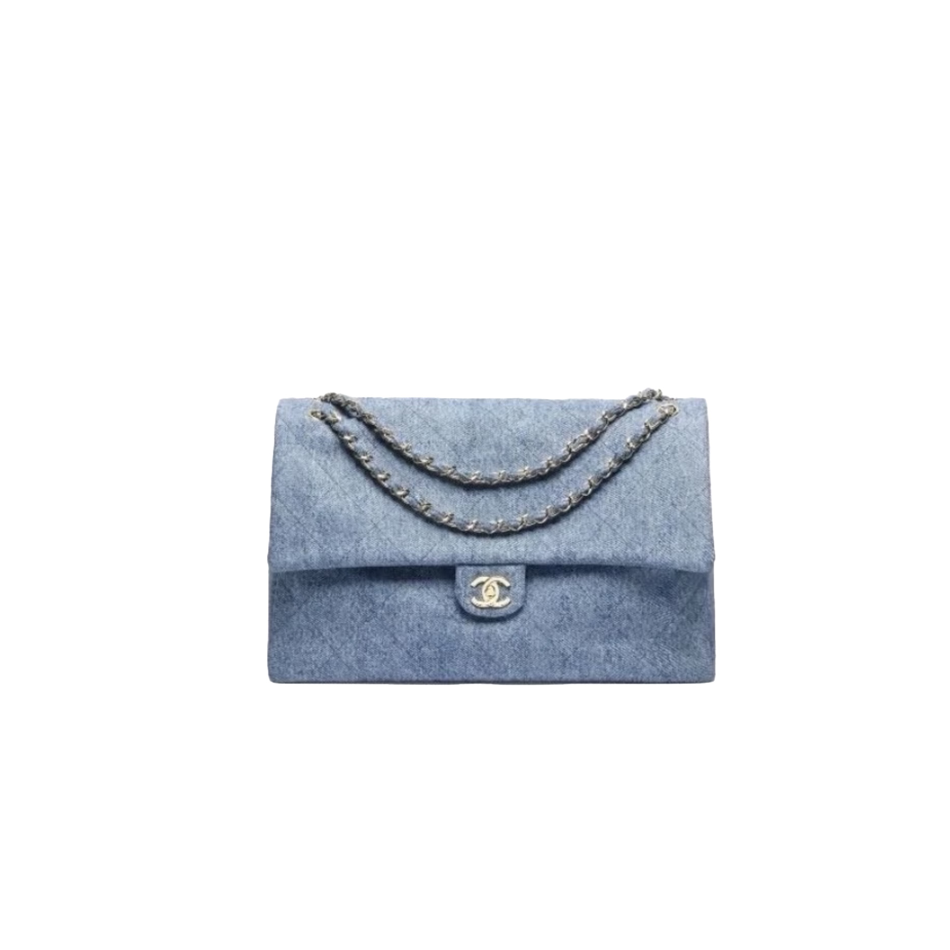 CHANEL Maxi Flap Bag Denim Blue