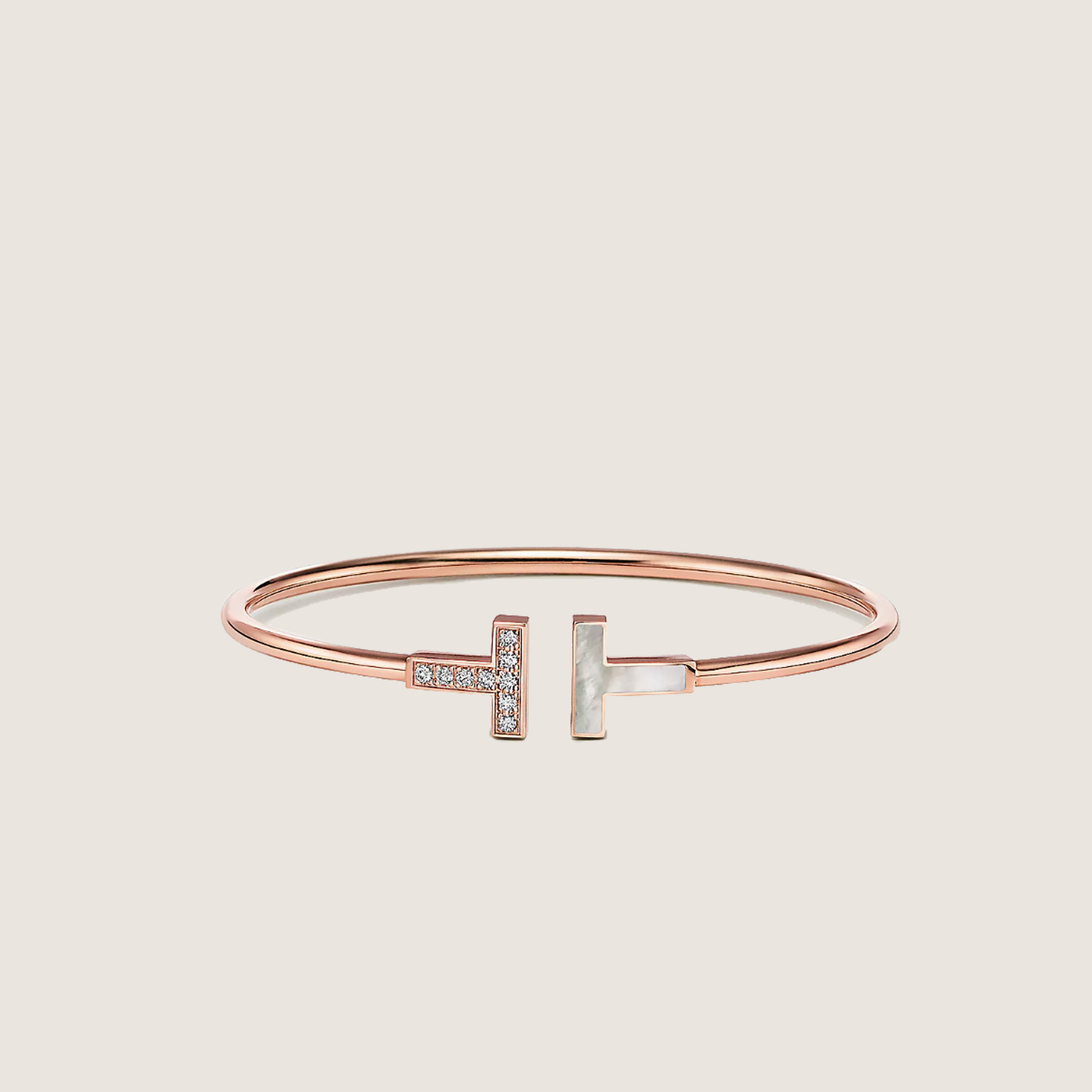 Tiffany Double T Narrow Wire Bracelet With Diamond and MOP - image 1