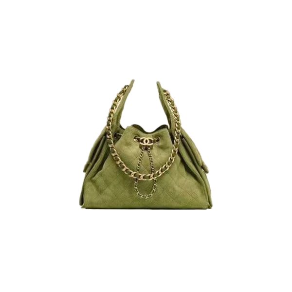 CHANEL 25 Hand Bag Suede-Grass Green