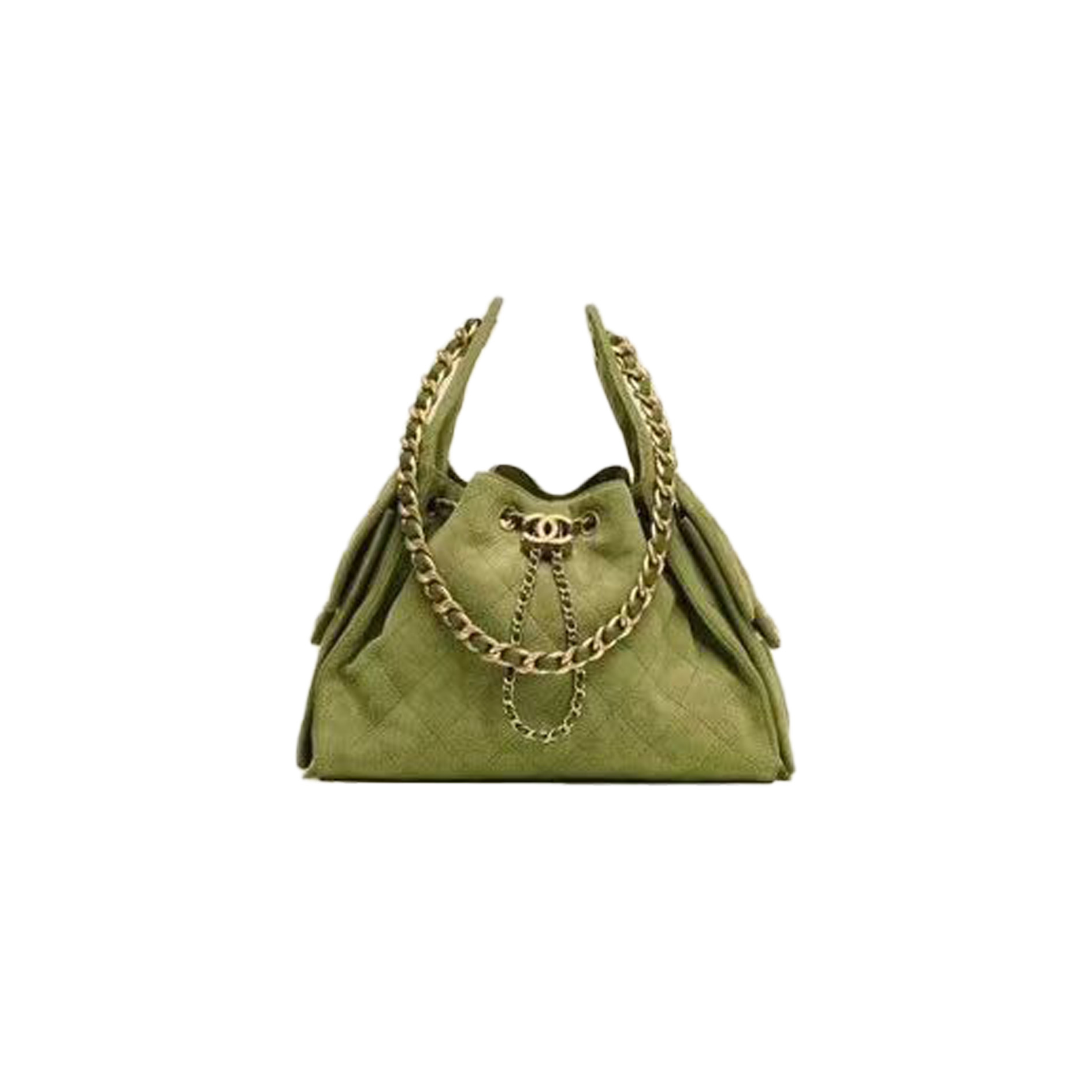 CHANEL 25 Hand Bag Suede-Grass Green