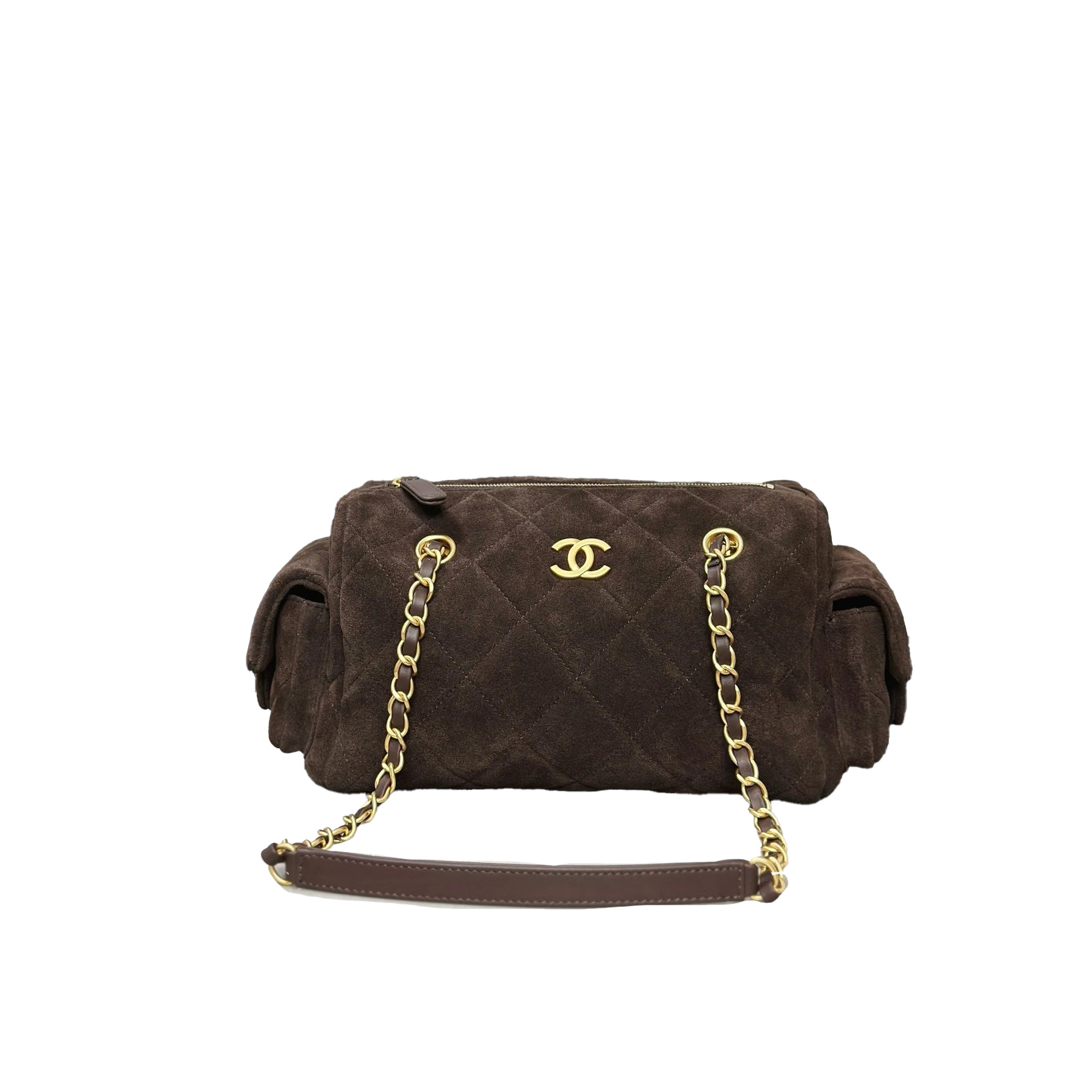 CHANEL 25K Metallic Quilted Bowling Bag in Calfskin