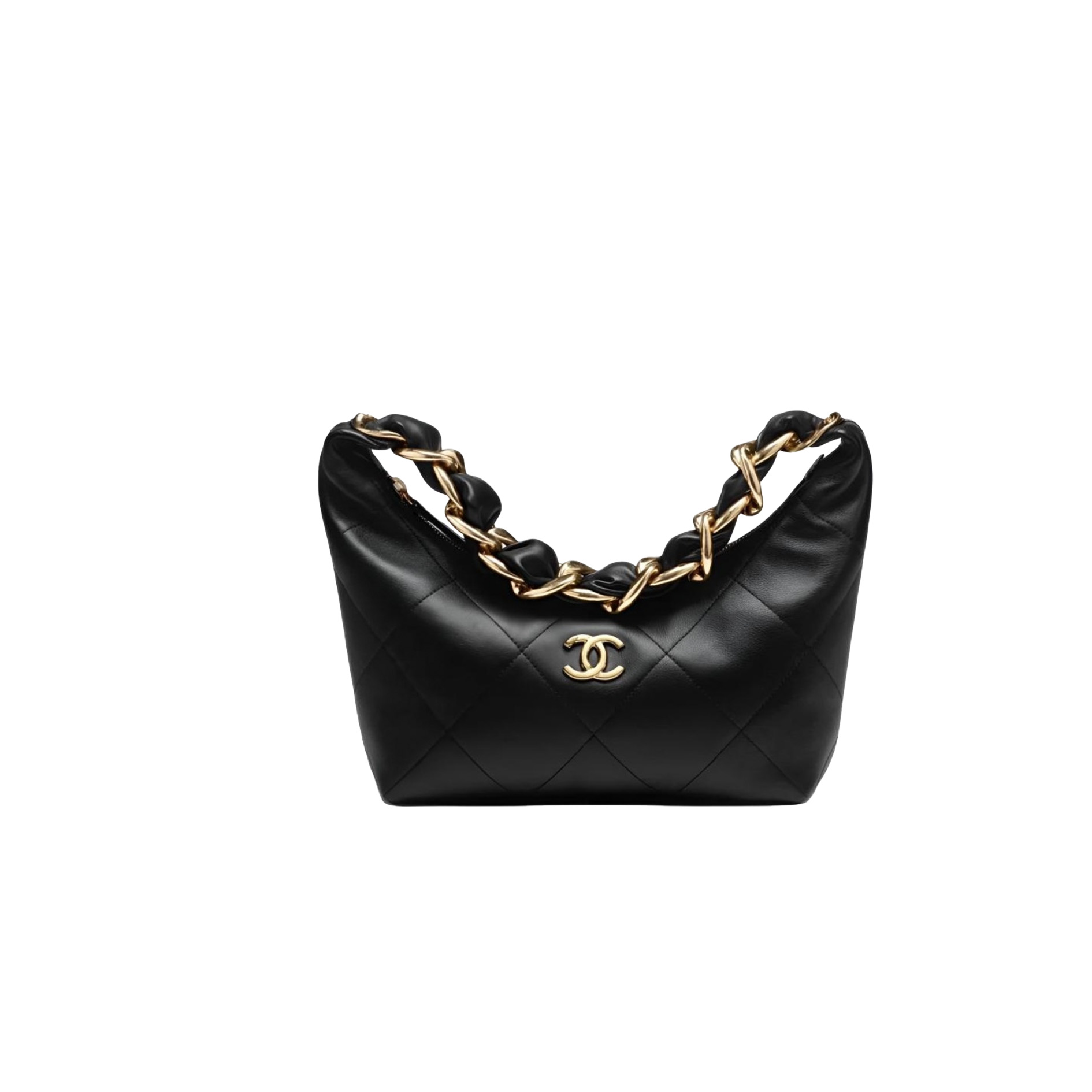 CHANEL 25K Hobo Bag Black Calfskin