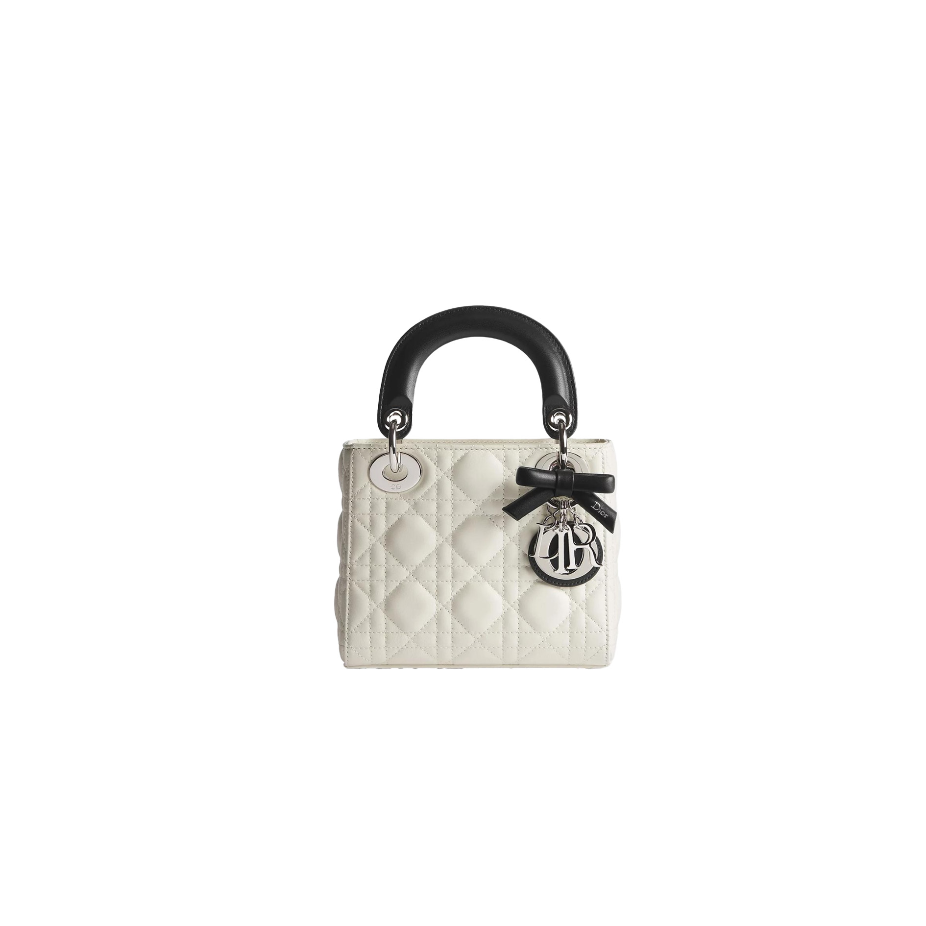 Mini Lady Dior Bag with Chain Two-Tone Latte and Black Cannage Lambskin