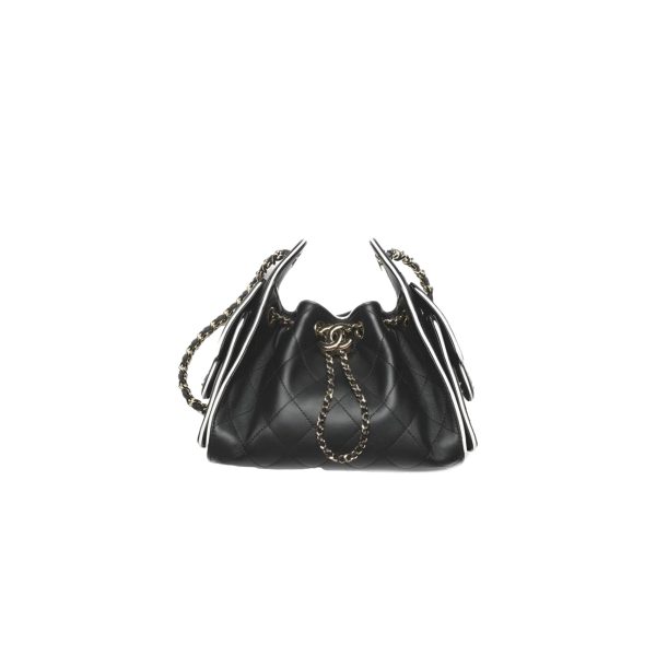 CHANEL 25 Mini Handbag Calfskin Black & White