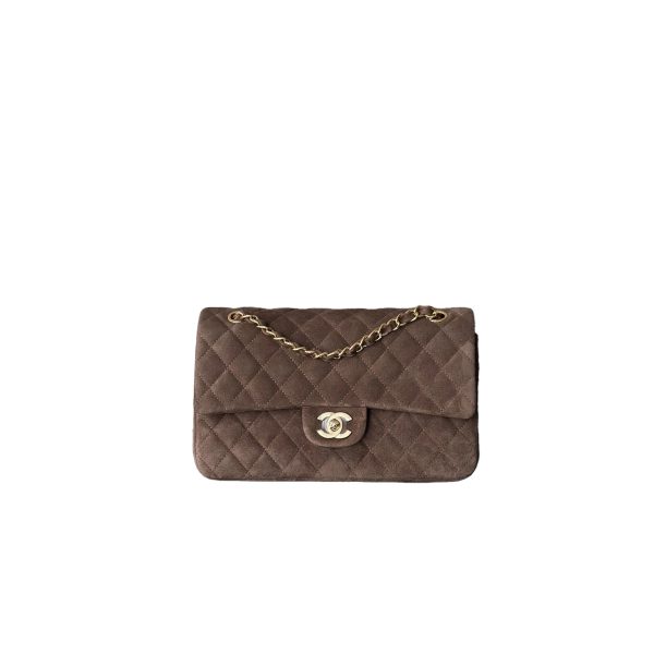 CHANEL Vintage Classique Flap Medium Handbag Suede Leather