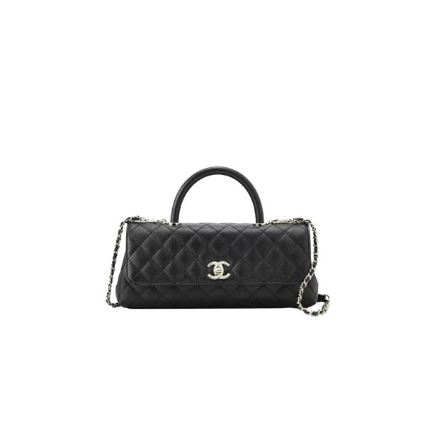 CHANEL Maxi Coco Handle Long Flap Bag Black