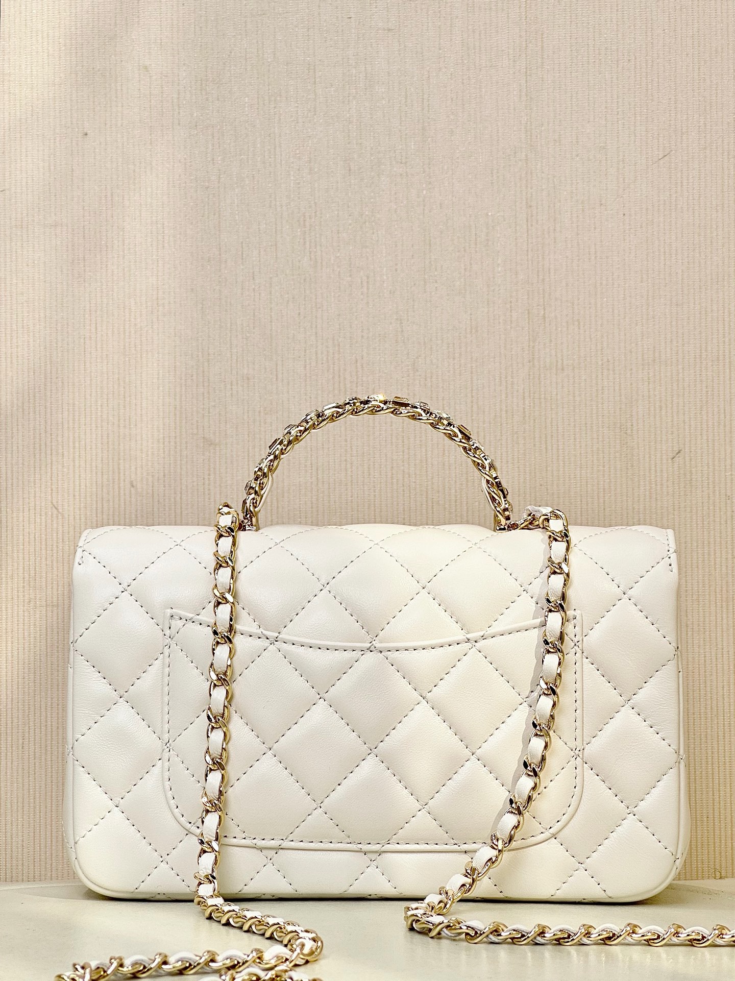 CHANEL Quilted Lambskin Top Handle Mini Flap Bag Gold Hardware, - image 3